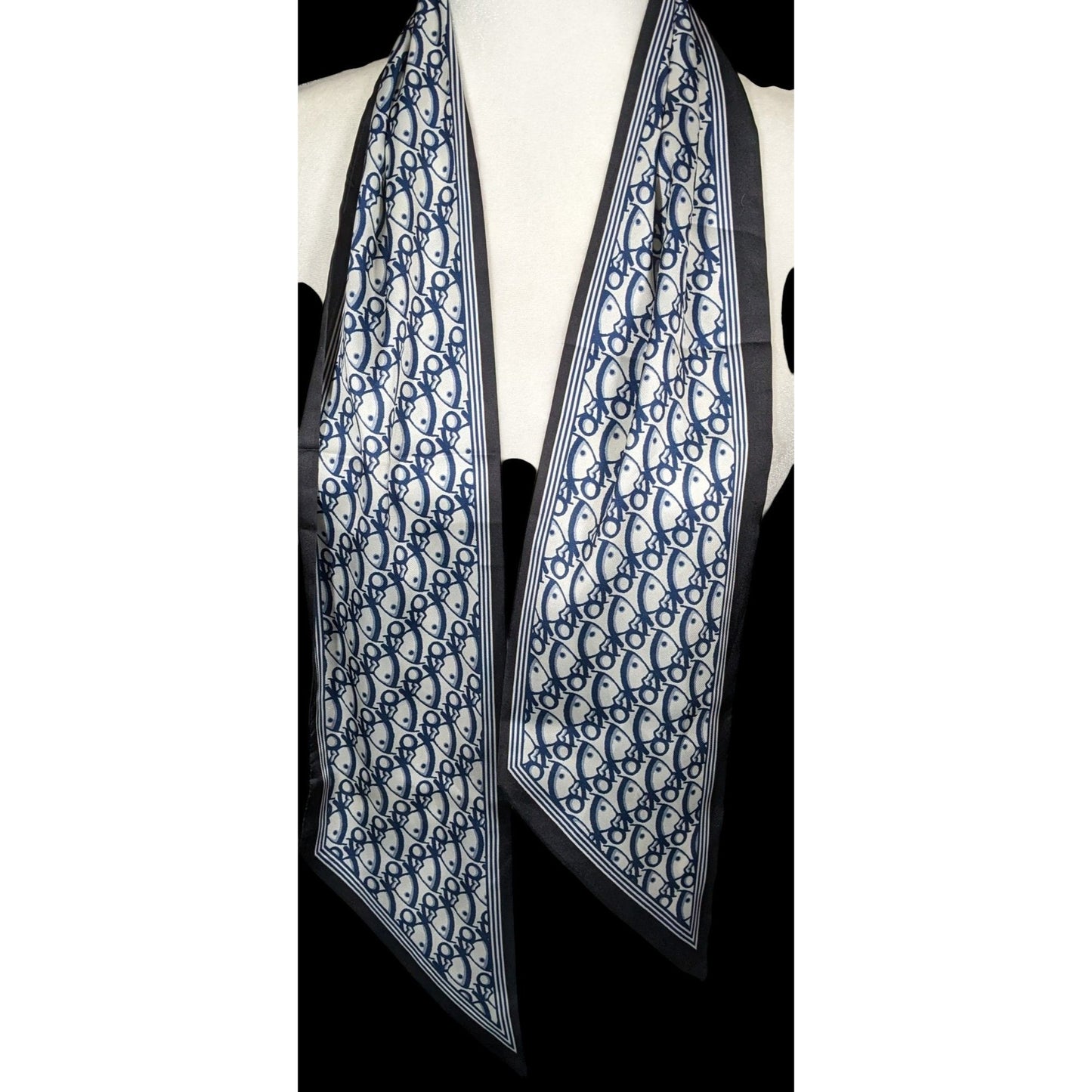Animal Themed Blue And White Reversible Lightweight Scarf