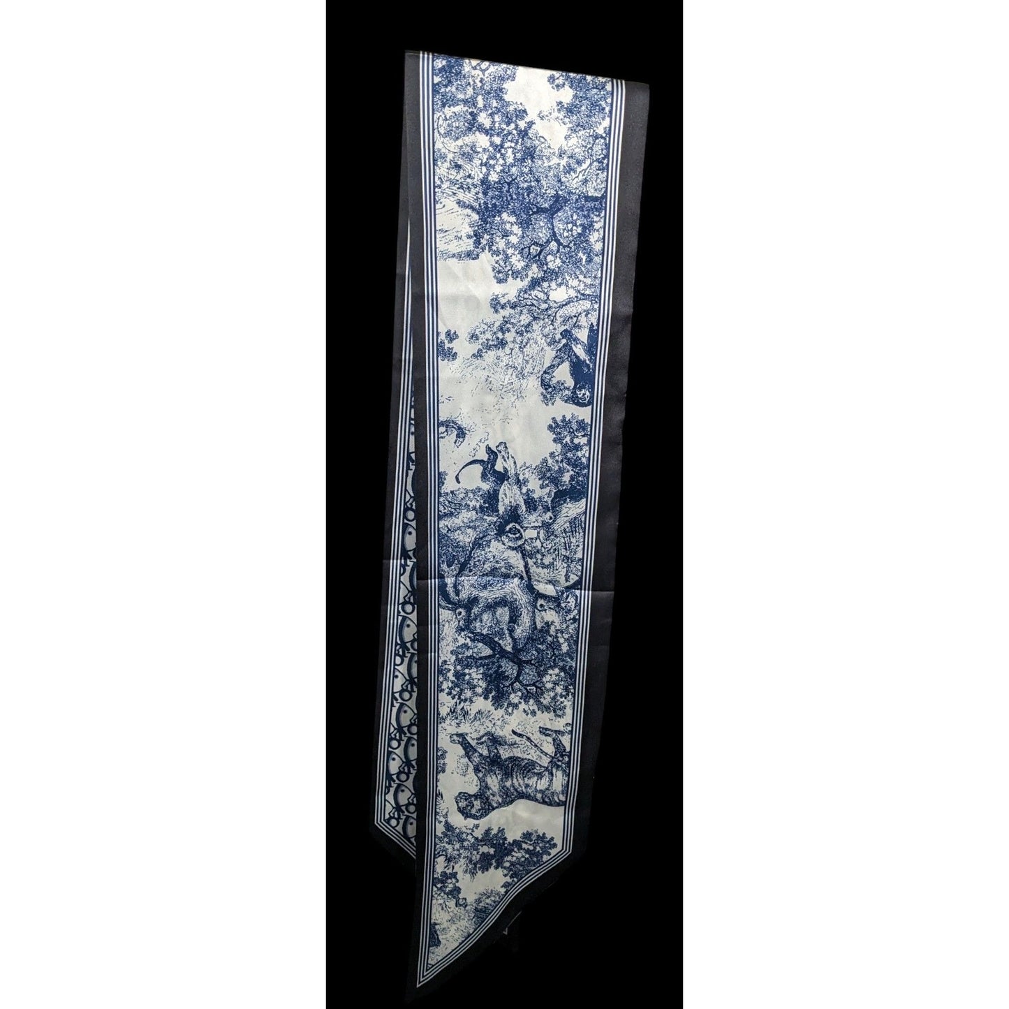 Animal Themed Blue And White Reversible Lightweight Scarf