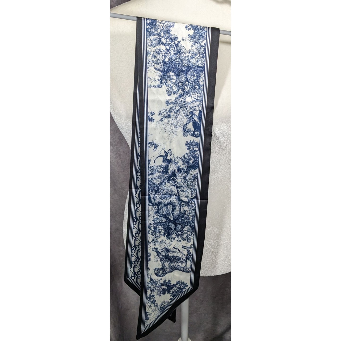 Animal Themed Blue And White Reversible Lightweight Scarf