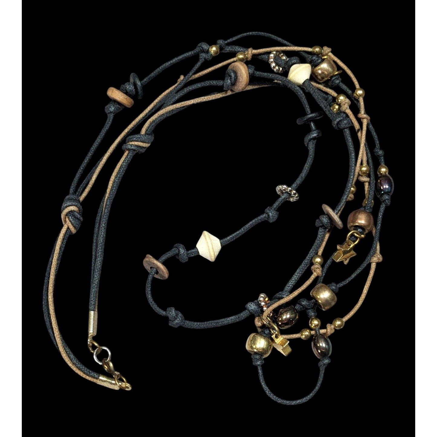 Whimsical Fairycore Layered Cord Necklace With Star Charms