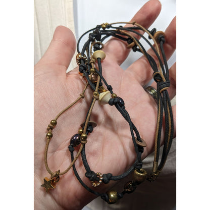 Whimsical Fairycore Layered Cord Necklace With Star Charms