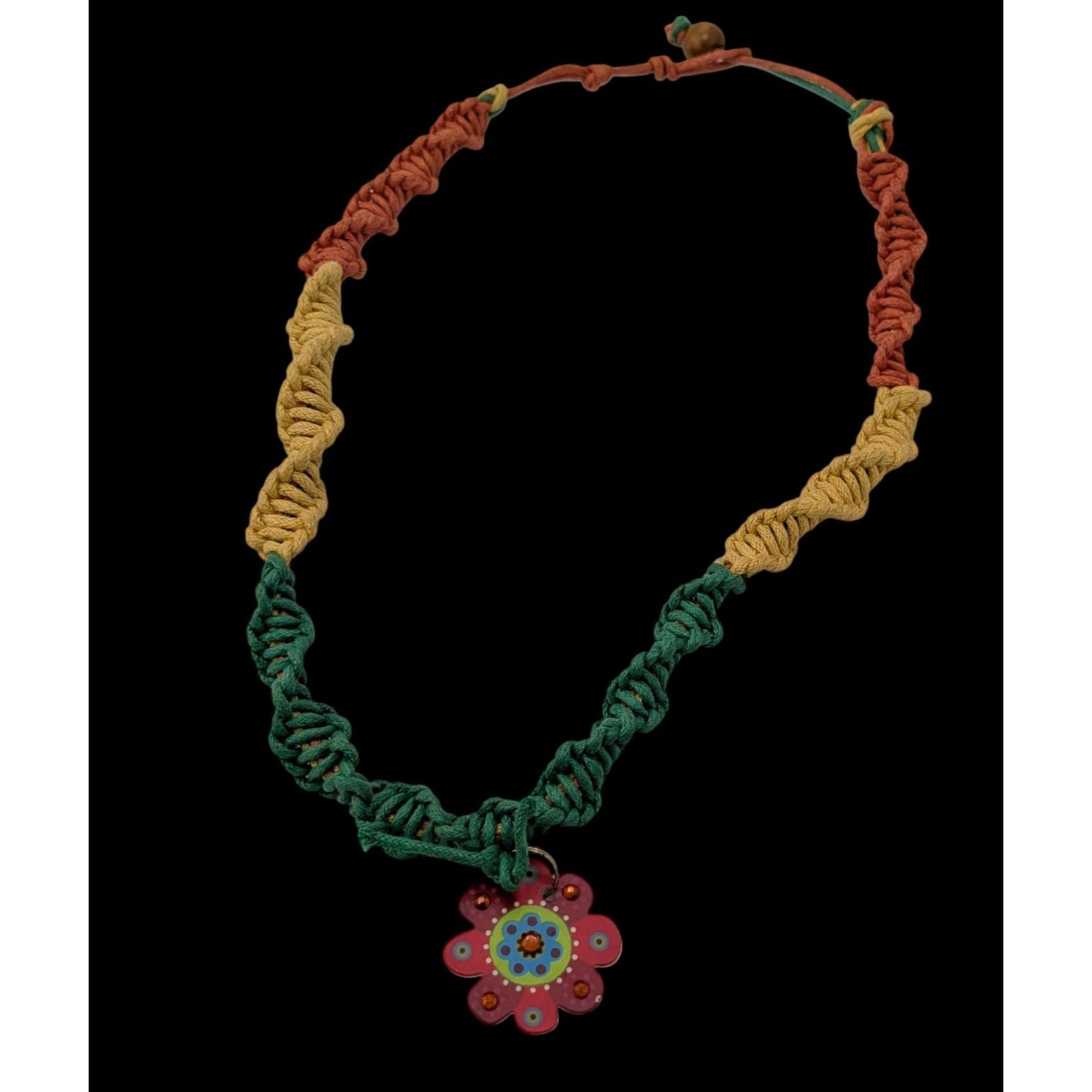Handmade BFF Multicolor Macrame Necklace With Flower Charm