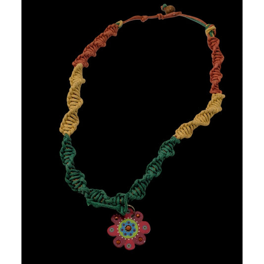 Handmade BFF Multicolor Macrame Necklace With Flower Charm