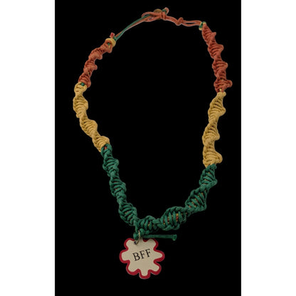 Handmade BFF Multicolor Macrame Necklace With Flower Charm