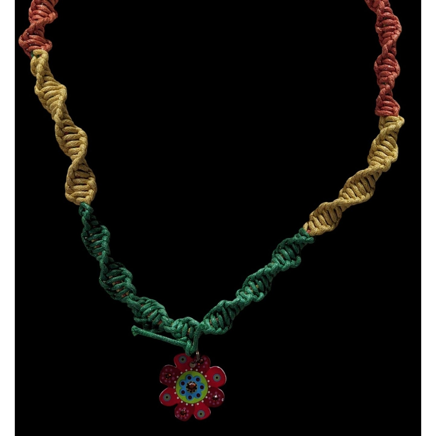 Handmade BFF Multicolor Macrame Necklace With Flower Charm