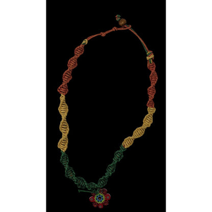 Handmade BFF Multicolor Macrame Necklace With Flower Charm