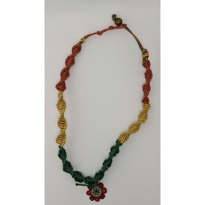 Handmade BFF Multicolor Macrame Necklace With Flower Charm