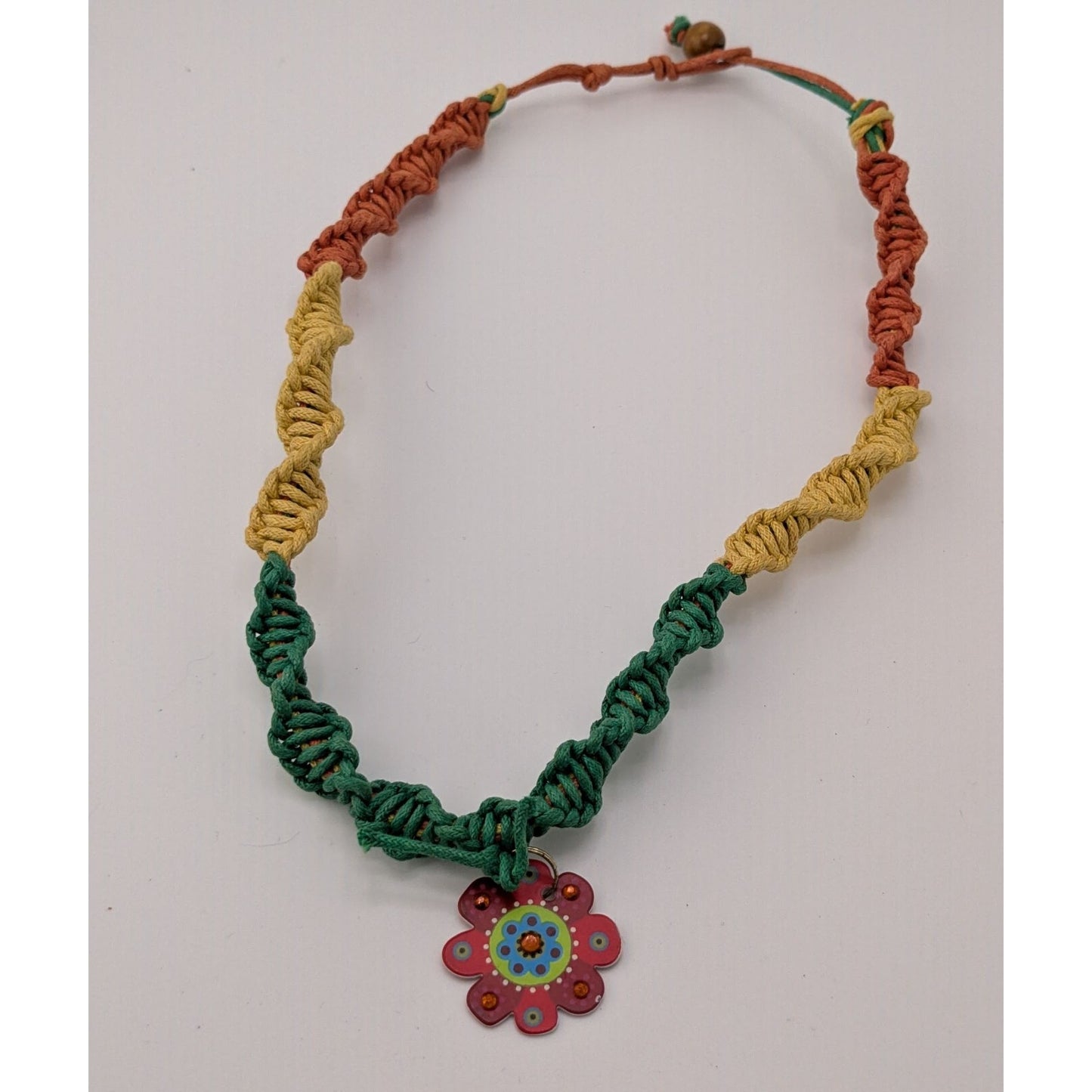 Handmade BFF Multicolor Macrame Necklace With Flower Charm