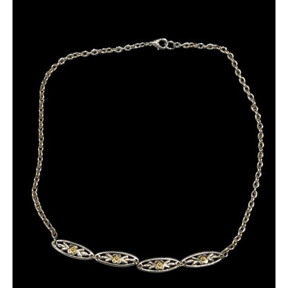 Vintage Floral Silver And Gold Tone Necklace