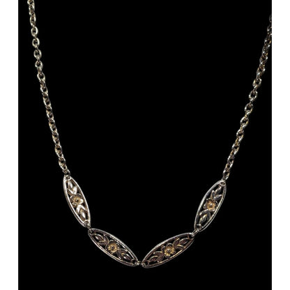 Vintage Floral Silver And Gold Tone Necklace