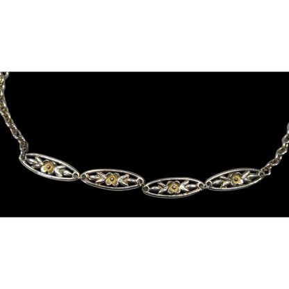 Vintage Floral Silver And Gold Tone Necklace
