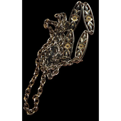 Vintage Floral Silver And Gold Tone Necklace