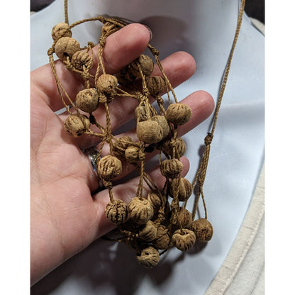 Rustic Natural Seed And Twine Tan Beaded Multilayer Necklace