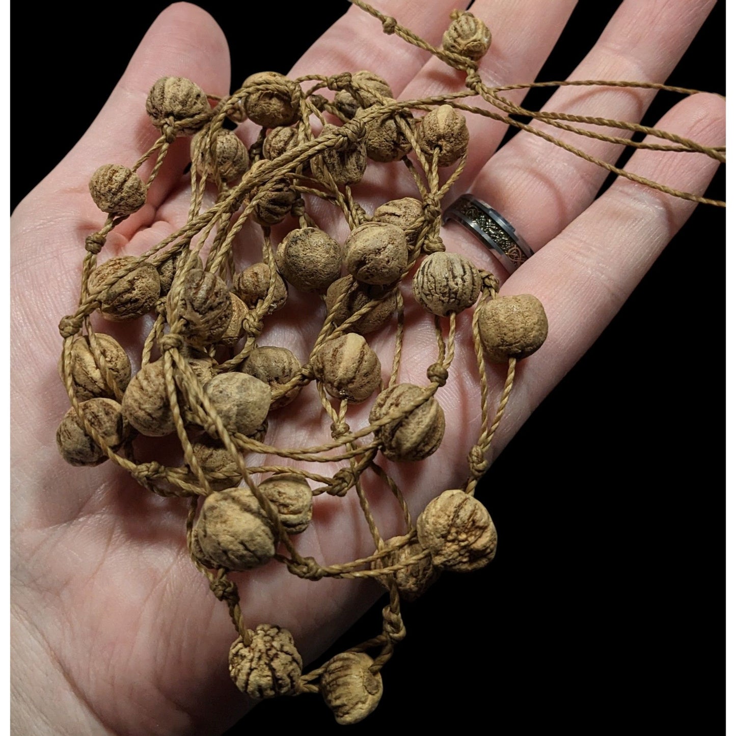Rustic Natural Seed And Twine Tan Beaded Multilayer Necklace