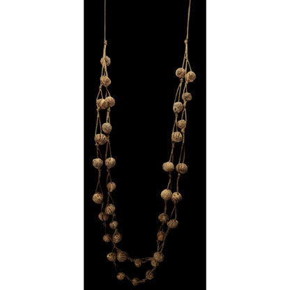 Rustic Natural Seed And Twine Tan Beaded Multilayer Necklace