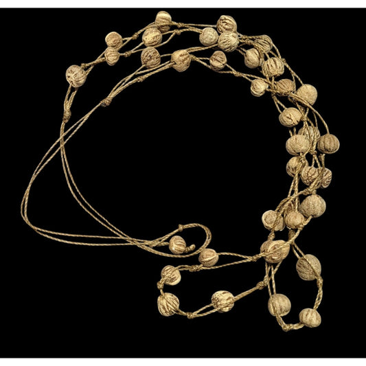 Rustic Natural Seed And Twine Tan Beaded Multilayer Necklace