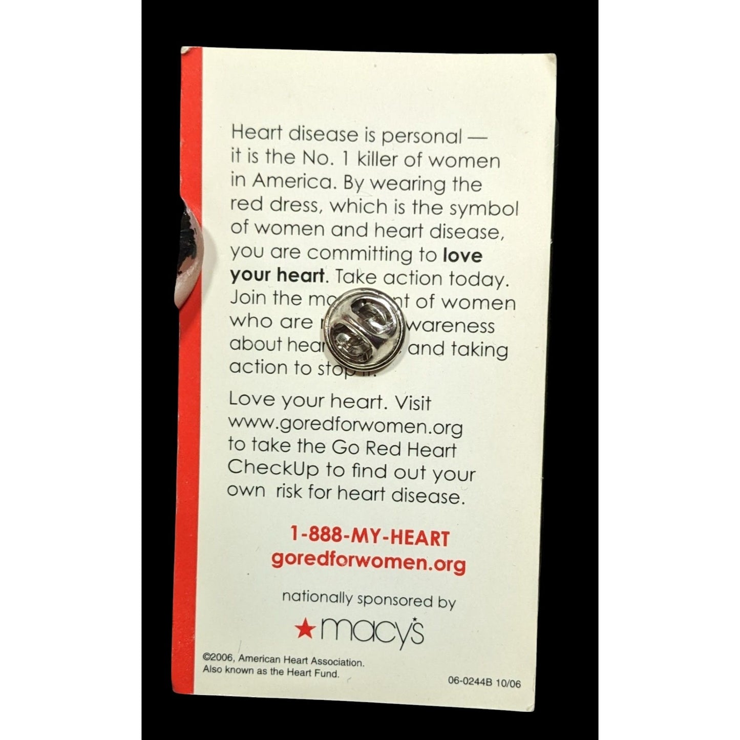 Macy's Go Red For Women American Heart Association Lapel Pin