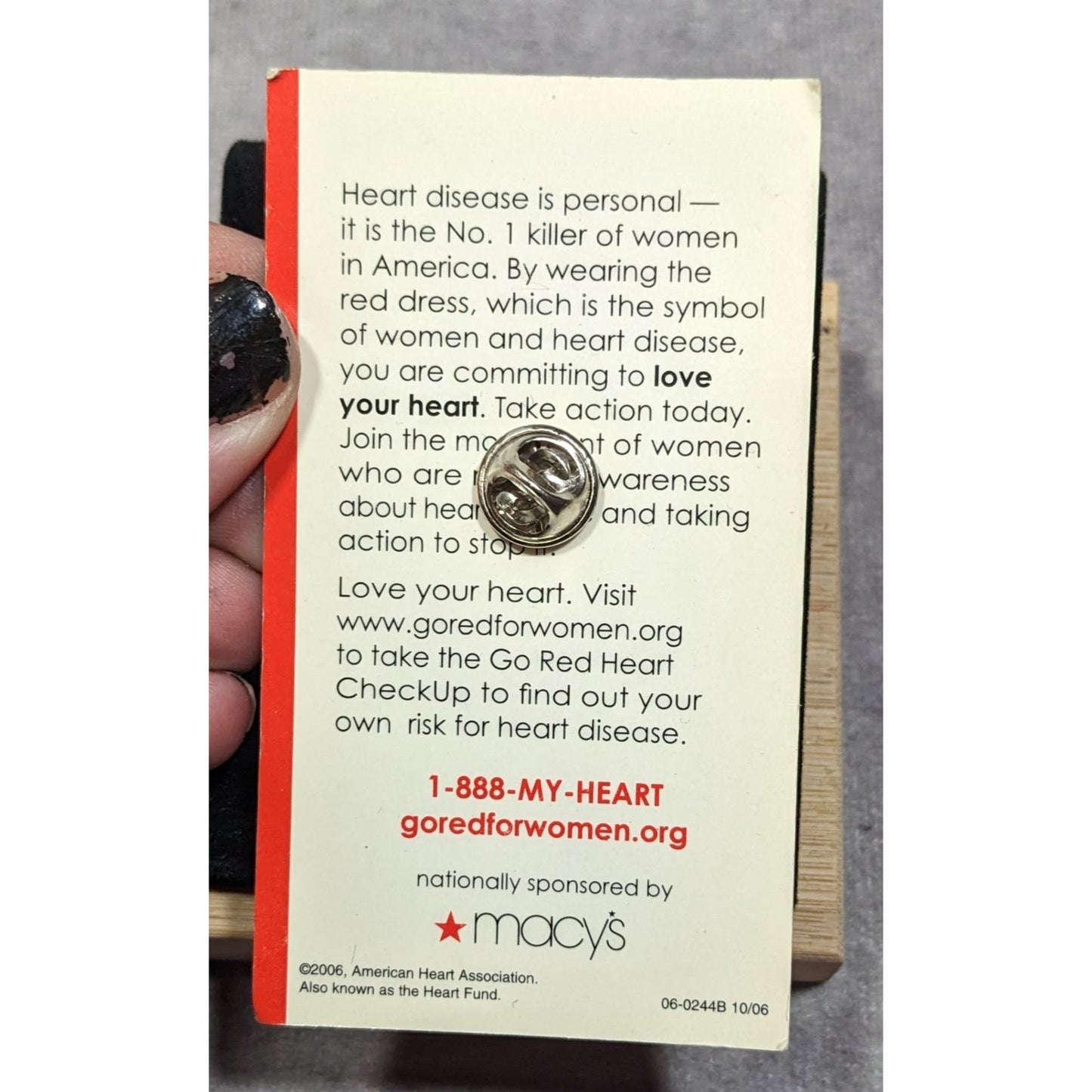 Macy's Go Red For Women American Heart Association Lapel Pin