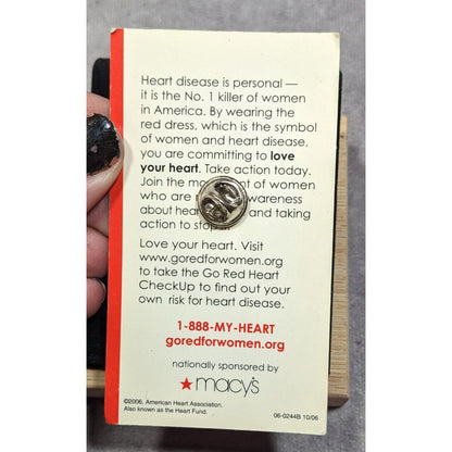 Macy's Go Red For Women American Heart Association Lapel Pin