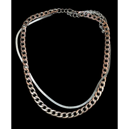 Silver And Copper Tone Multilayer Chain Necklace