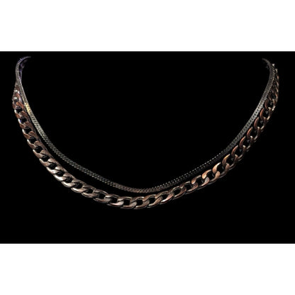 Silver And Copper Tone Multilayer Chain Necklace