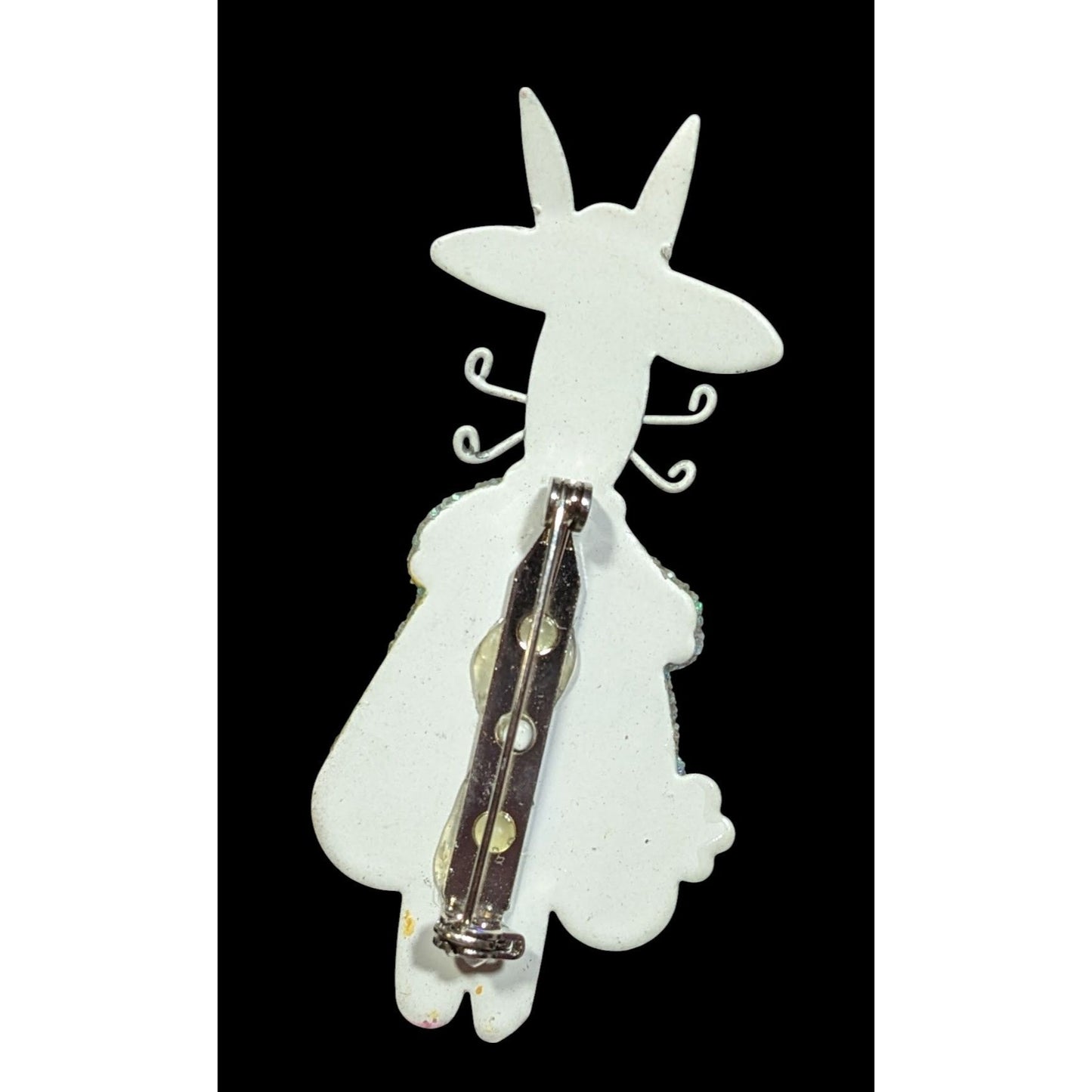 Vintage Easter Bunny In Yellow Dress Spring Themed Brooch