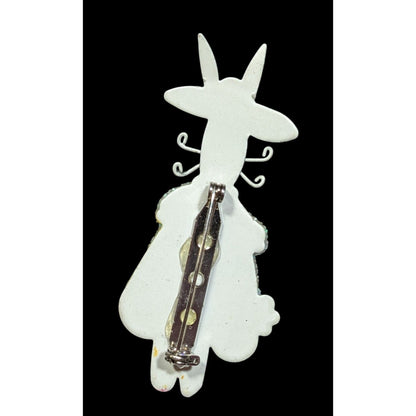 Vintage Easter Bunny In Yellow Dress Spring Themed Brooch