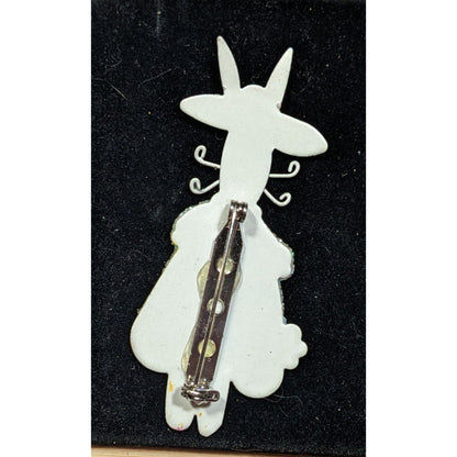 Vintage Easter Bunny In Yellow Dress Spring Themed Brooch