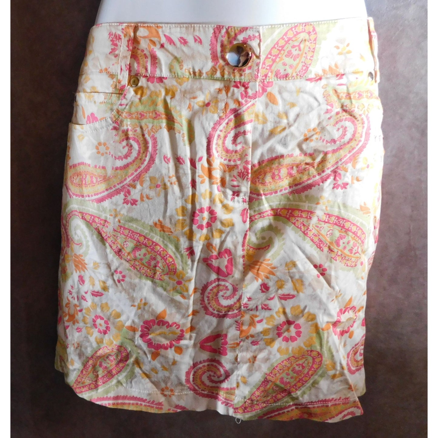 Herman Geist Pink Retro Paisley Mini Skirt