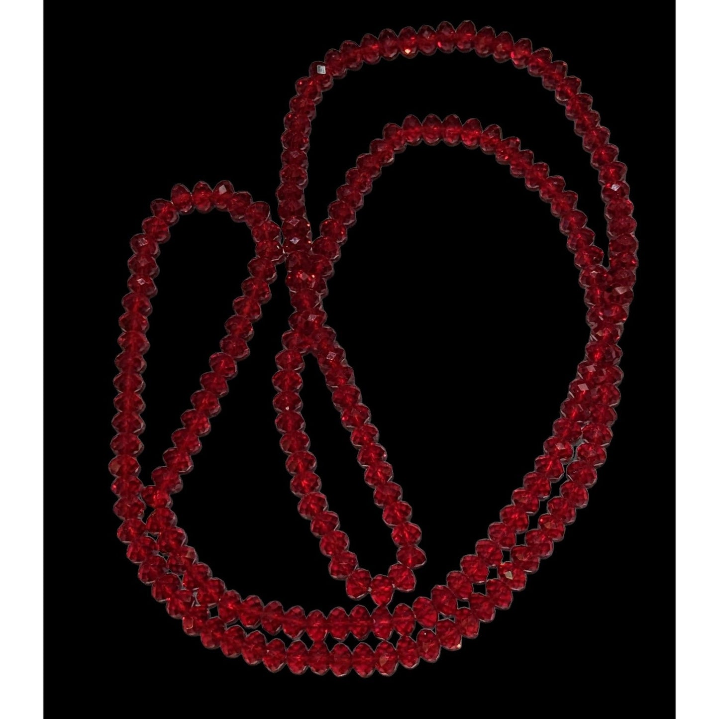 Red Faceted Glass Beaded Stretch Necklace