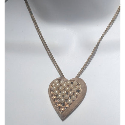 Vintage Pearl Heart Necklace For Upcycle/Repair