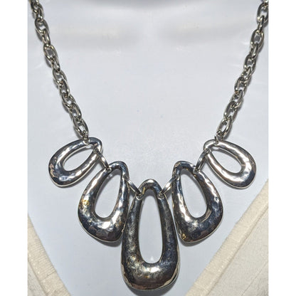 Silver Hammered Teardrop Necklace