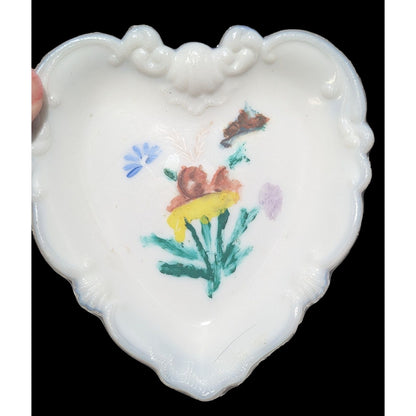 Hand Painted Milk Glass Trinket DIsh