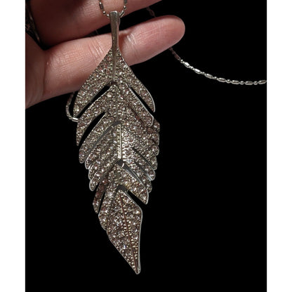 Bohemian Glam Articulated Rhinestone Feather Necklace