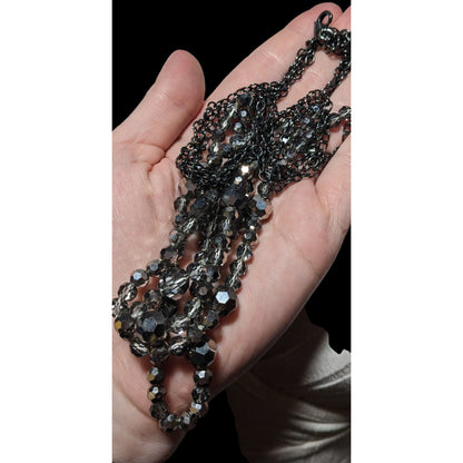 Glam Goth Multilayer Glass Beaded Necklace