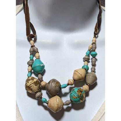 Bohemian Beaded Gold Flake Necklace