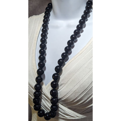 Vintage Les Bernard Black Beaded Necklace