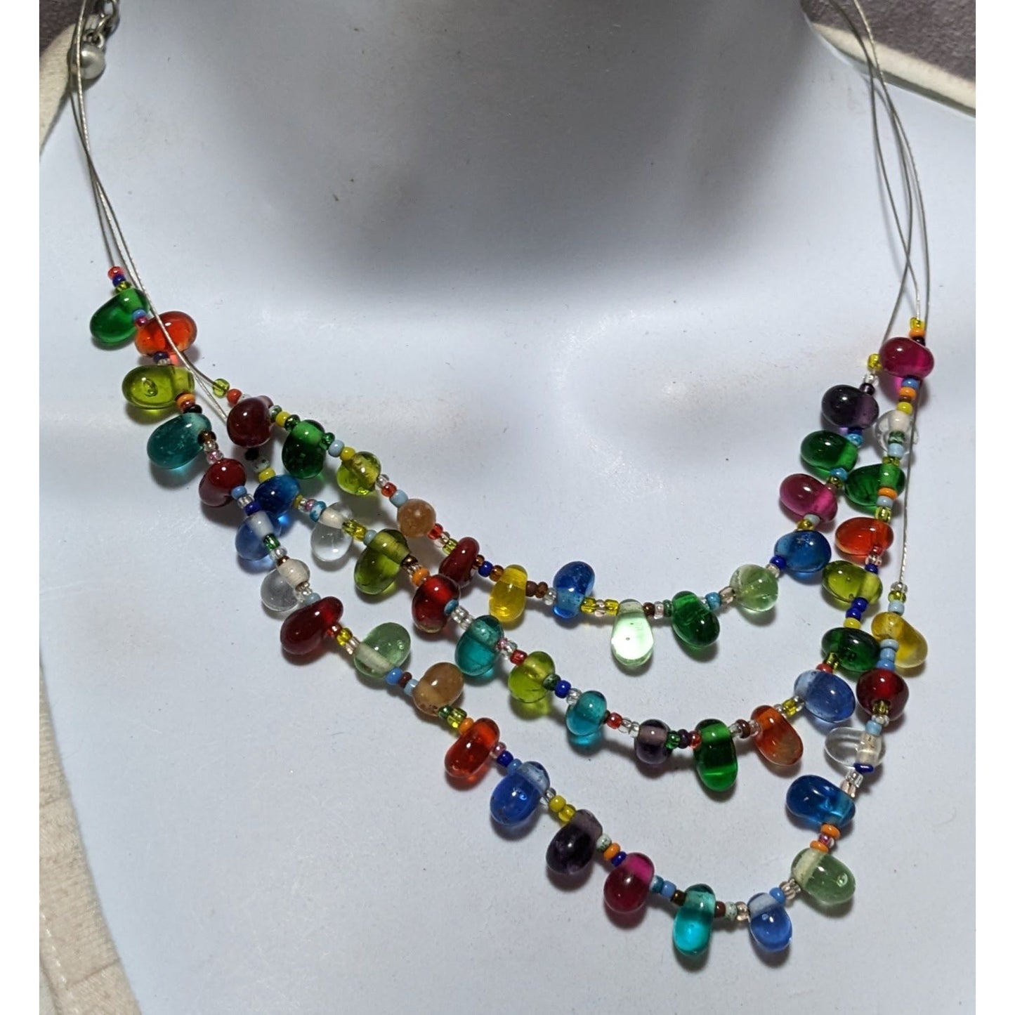 Candycore Multilayer Rainbow Glass Drop Necklace