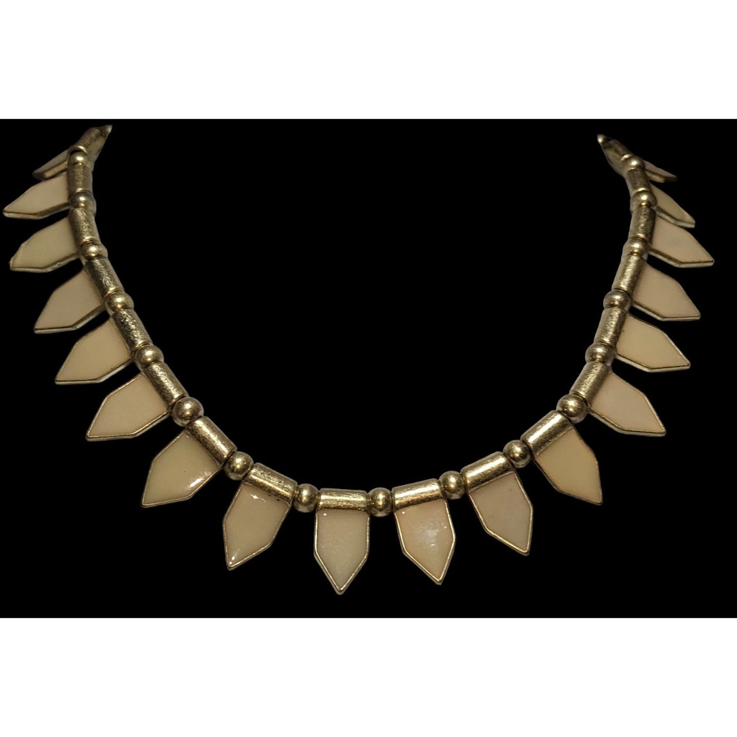 Vintage Tribal-Style Cream And Gold Neckalce