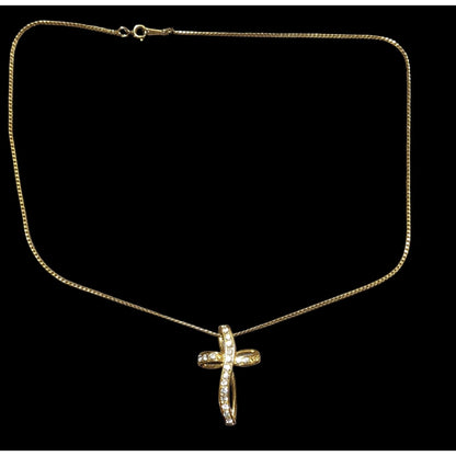 Avon Vintage Golden Gemmed Cross Necklace