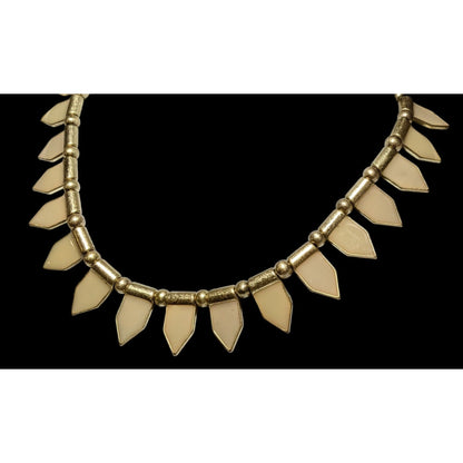 Vintage Tribal-Style Cream And Gold Neckalce