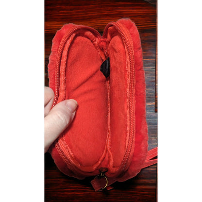 Red Plush Heart Clutch/Wristlet