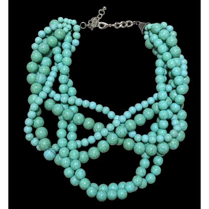 Marbled Turquoise Beaded Necklace