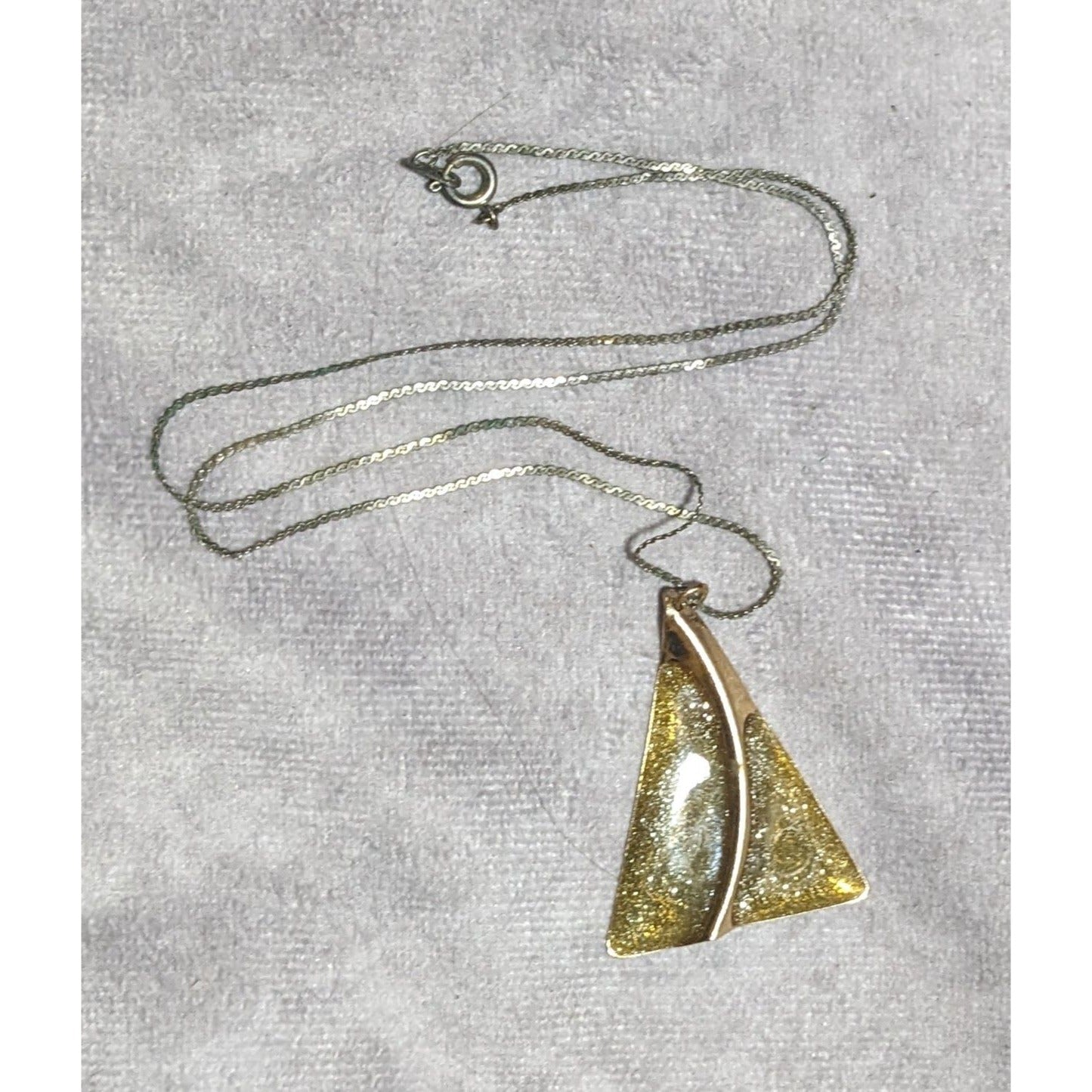 Gold Glitter Triangle Pendant Necklace