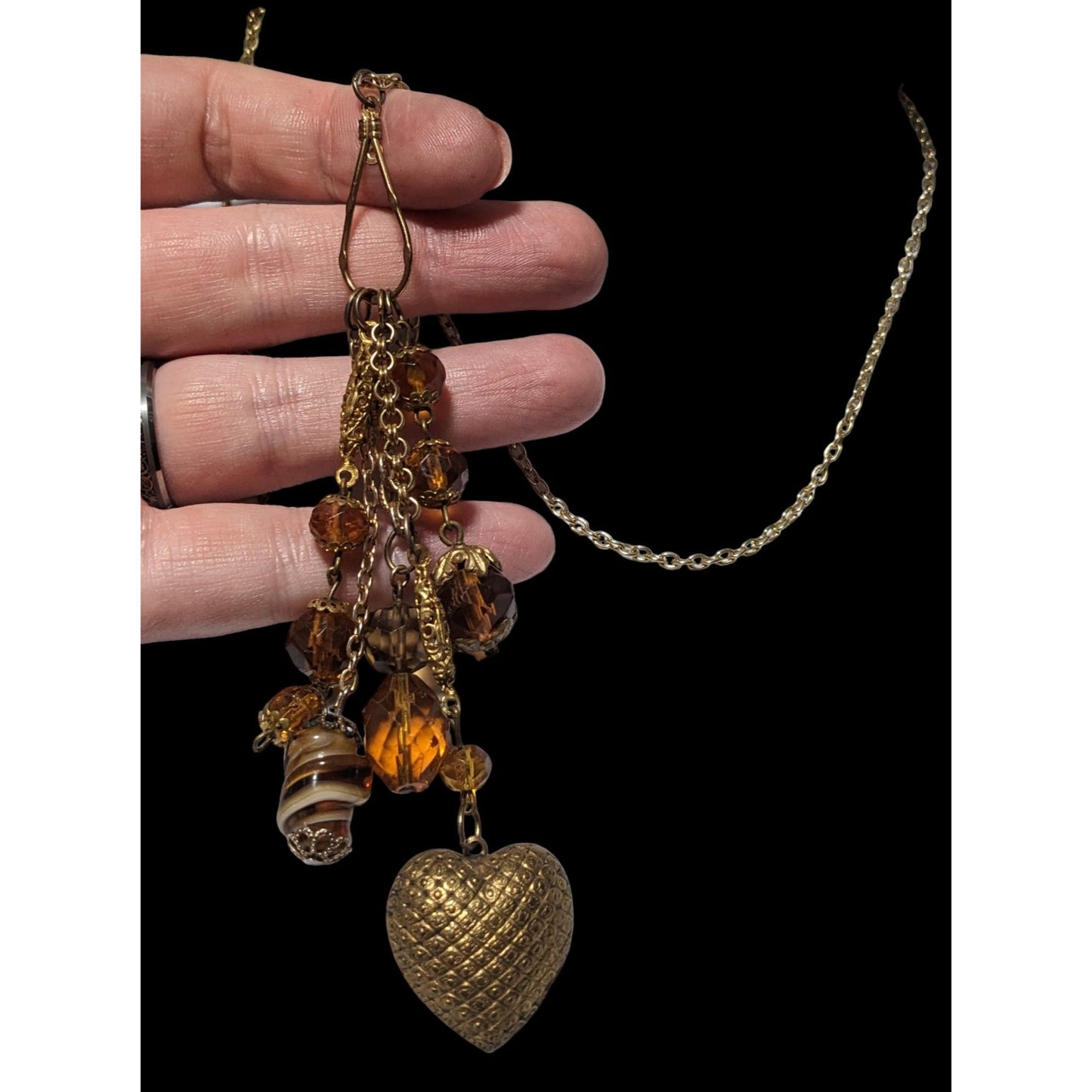 Victorian Style Gold And Glass Charm Necklace