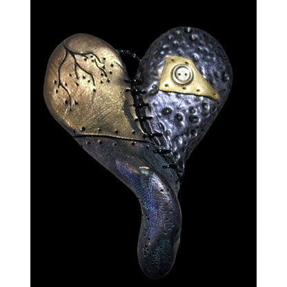 Gothic Handmade Patchwork Heart Metallic Pendant