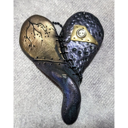 Gothic Handmade Patchwork Heart Metallic Pendant