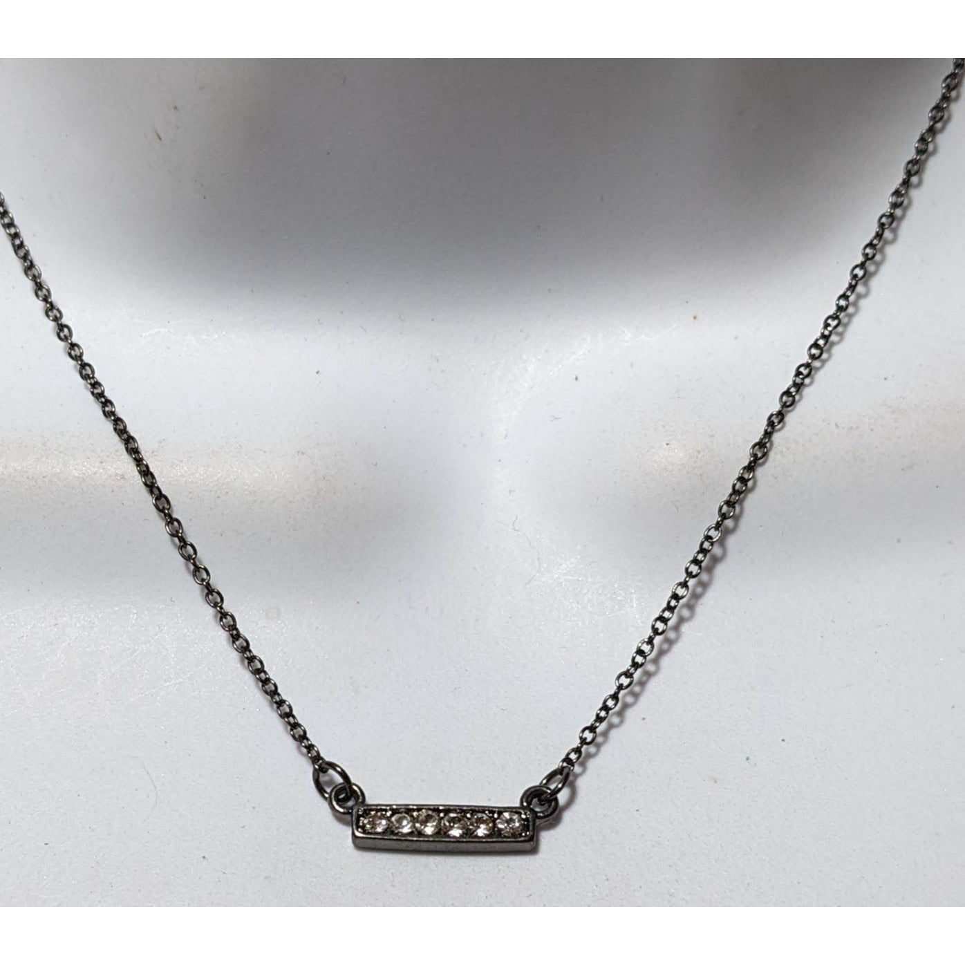 Minimalist Rhinestone Bar Pendant Necklace