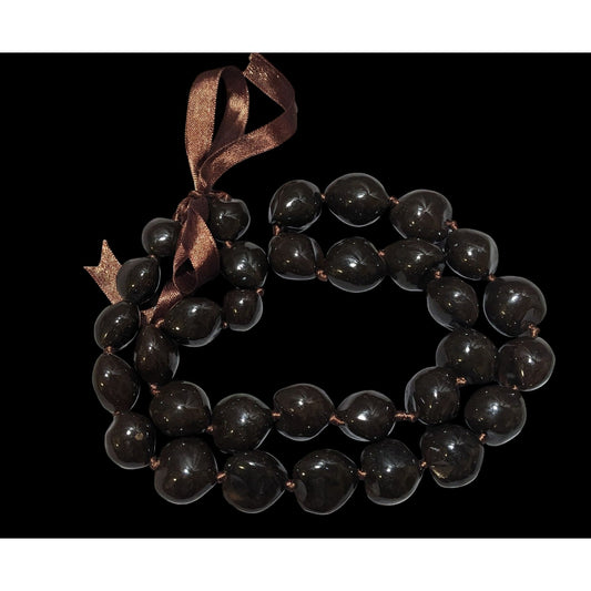 Brown Kukui Nut Tie On Necklace