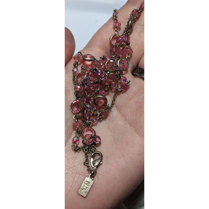 1928 Pink Gemmed Opera Length Necklace